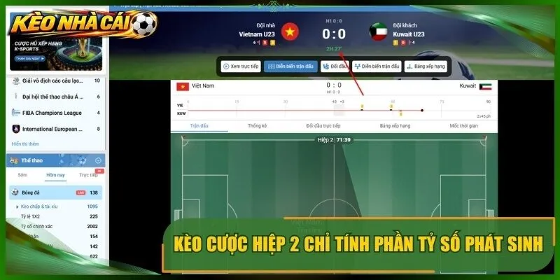 Kèo cược hiệp 2 chỉ tính phần tỷ số phát sinh sau giờ nghỉ