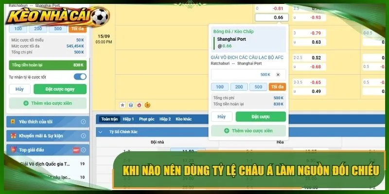 Khi nào nên dùng tỷ lệ châu Á làm nguồn đối chiếu mức kèo?