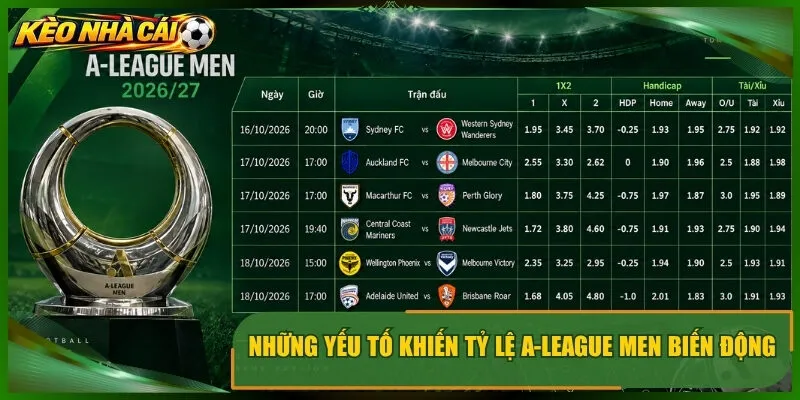 Những yếu tố khiến tỷ lệ a-league men biến động